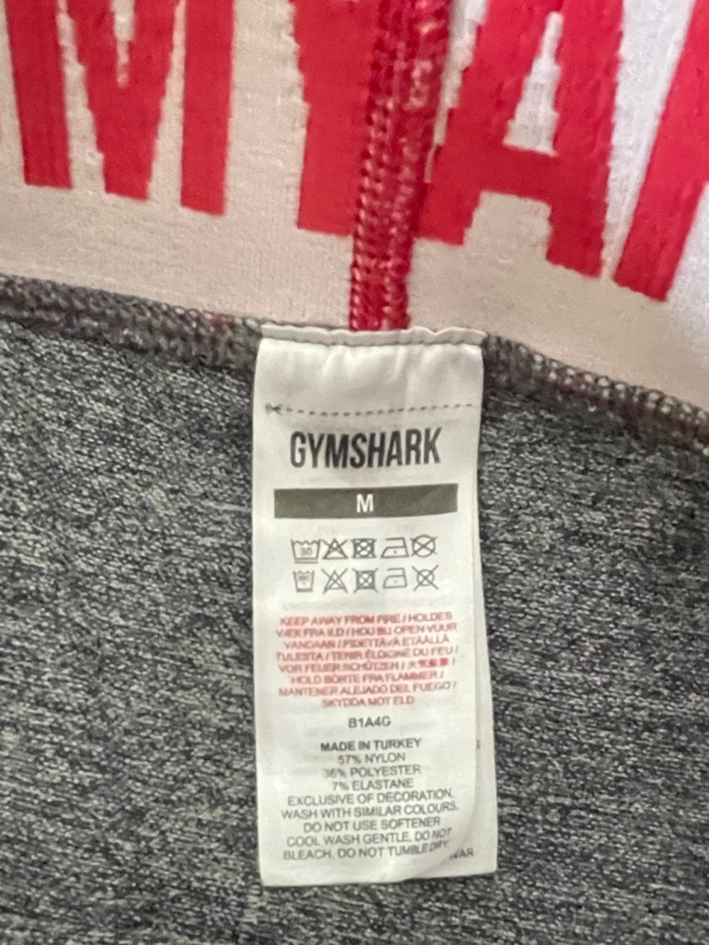 Gymshark Gray Contour Biker Shorts Red Logo Waistband High Rise Shapewear - Picture 5 of 8